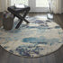 2' X 4' Ivory And Teal Blue Abstract Power Loom Non Skid Area Rug